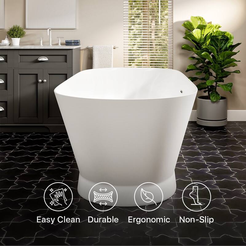 Eviva Princess 60" Glossy White Acrylic Freestanding Bathtub