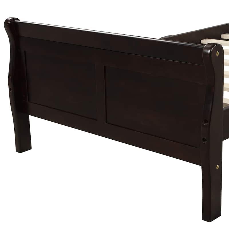 Twin/Full/Queen Wood Frame Sleigh Bed with Footboard