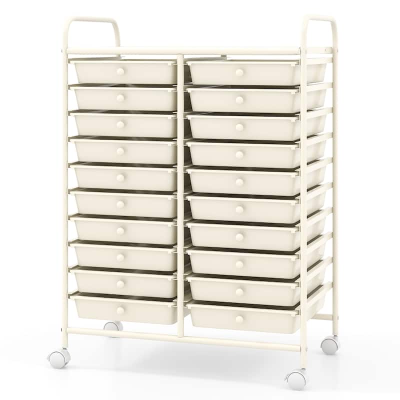 Gymax 20 Drawers Rolling Storage Cart Art Craft Organizer on Wheels