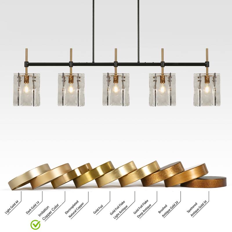 Kasy Modern 5-Light Smoky Textured Glass Chandelier Oversized Kitchen Island Light for 8-10 Dining Sets