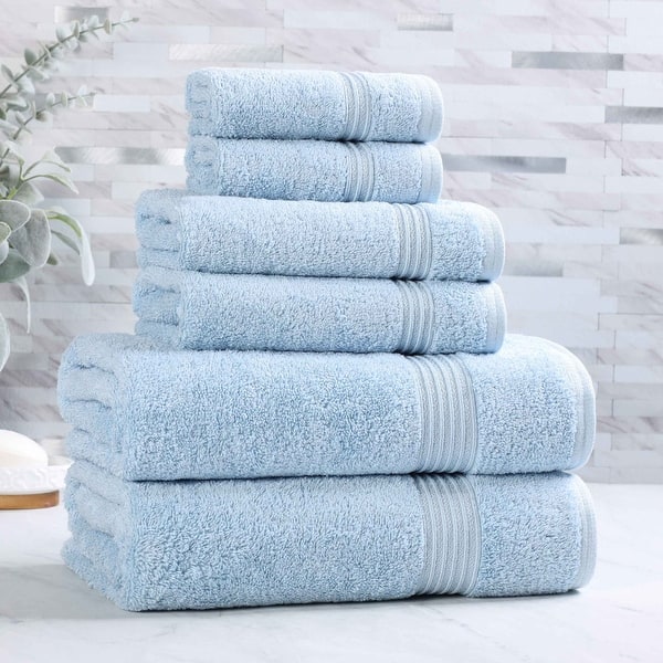 Superior Heritage Egyptian Cotton Absorbent 6-Piece Towel Set - 6-Piece - Light Blue