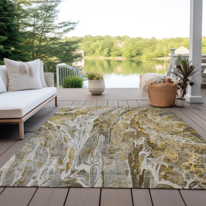 Machine Washable Indoor/ Outdoor Chantille Abstract Modern Rug