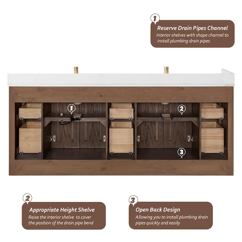 Jakarta Bath Vanity with Quartz Stone Top without Mirror