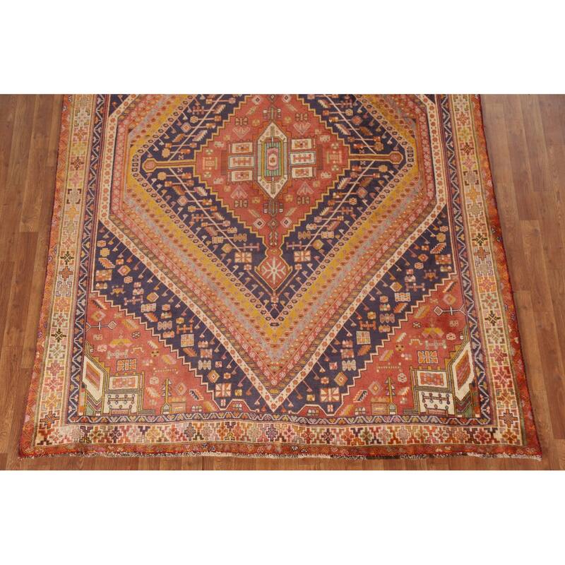 Vegetable Dye Abadeh Persian Vintage Area Rug Hand-Knotted Wool Carpet - 6'7"x 10'1"