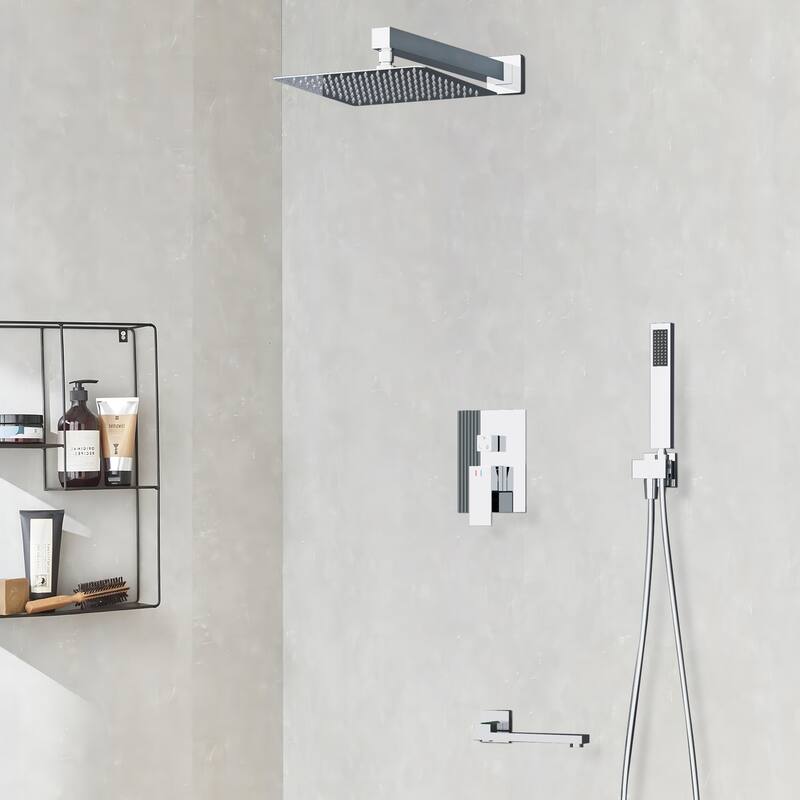 GIVINGTREE 12 inch Tub and Shower Faucet with Rough-In Valve - 12 inch