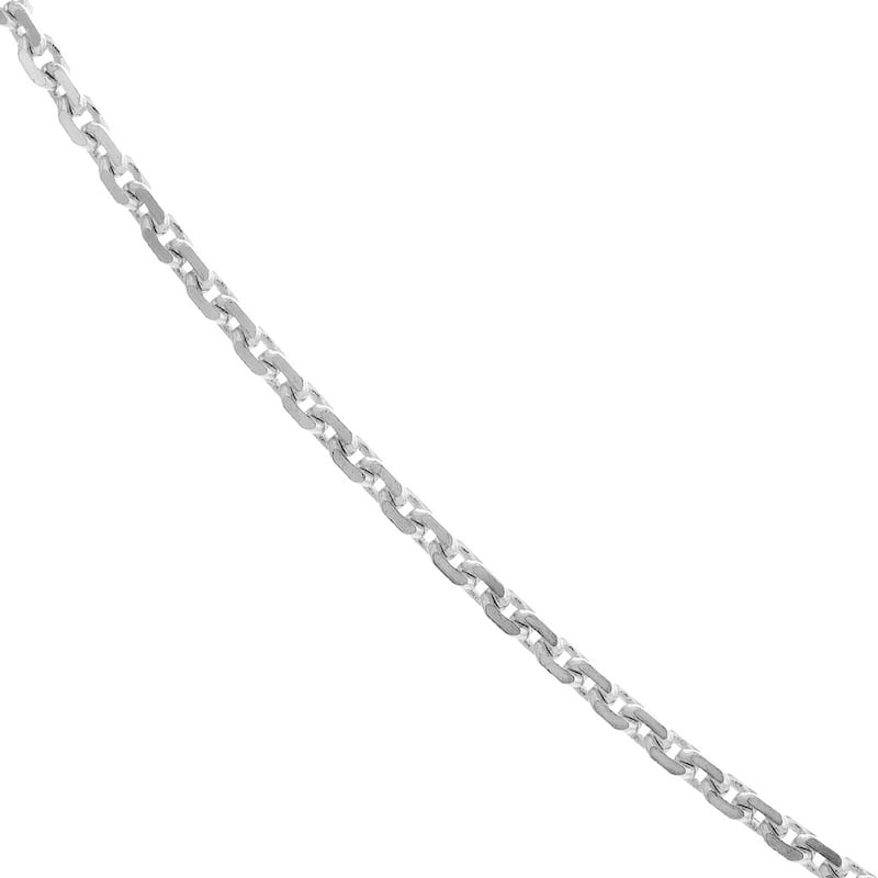 Curata 10k White Gold 0.8mm Diamond Cut Cable Chain Necklace (Lobster)