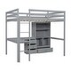 preview thumbnail 30 of 38, Full Size Loft Bed with Bulit-in L-Shaped Desk and Ladder, Wooden High Loft Bedframe with Storage Drawers and Shelves