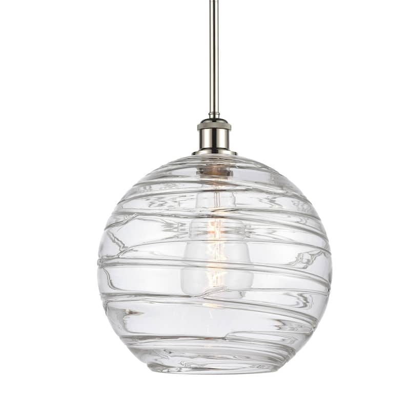 Innovations Lighting 516-1S-15-12 Athens Pendant Athens 12" Wide - Clear Deco Swirl / Polished Nickel