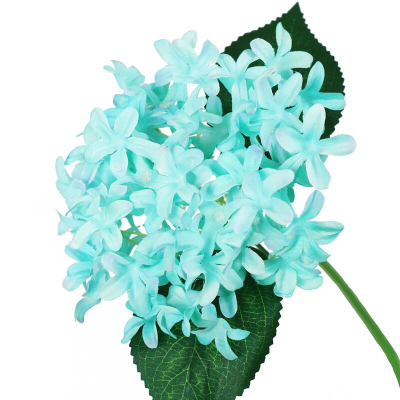 Set of 2 Tiffany Blue Artificial Star Hydrangea Flower Stem Bush