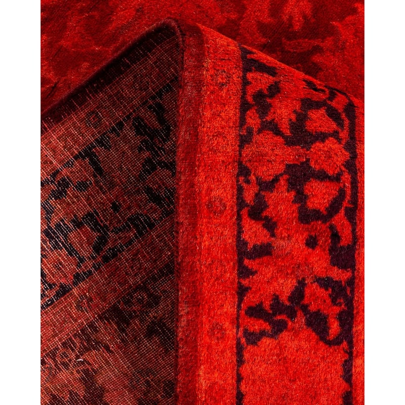 Overton Hand Knotted Wool Vintage Inspired Modern Contemporary Overdyed Orange Area Rug - 3' 2" x 5' 2"