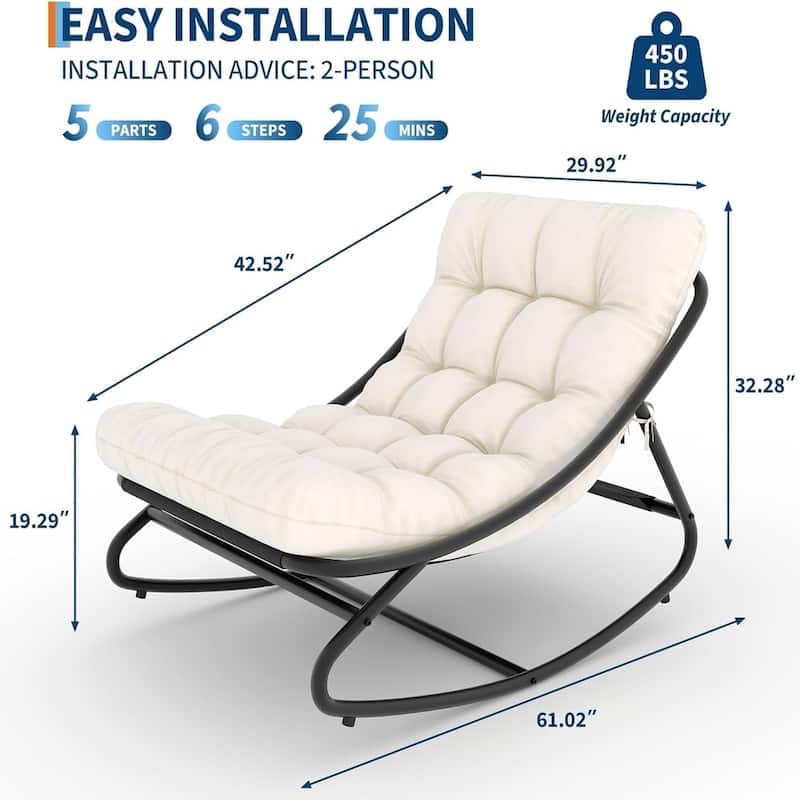 Oversized Heavy-Duty Rocking Recliner Waterproof Cushions 400 lb Weight Capacity