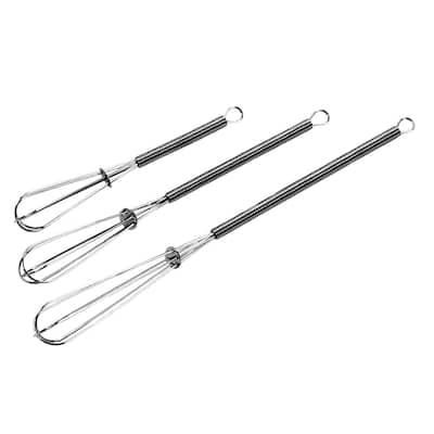 Chef Craft 3pc Chrome Plated Steel Mini Whisk Set - Great for Sauces, Dressing, Eggs and More