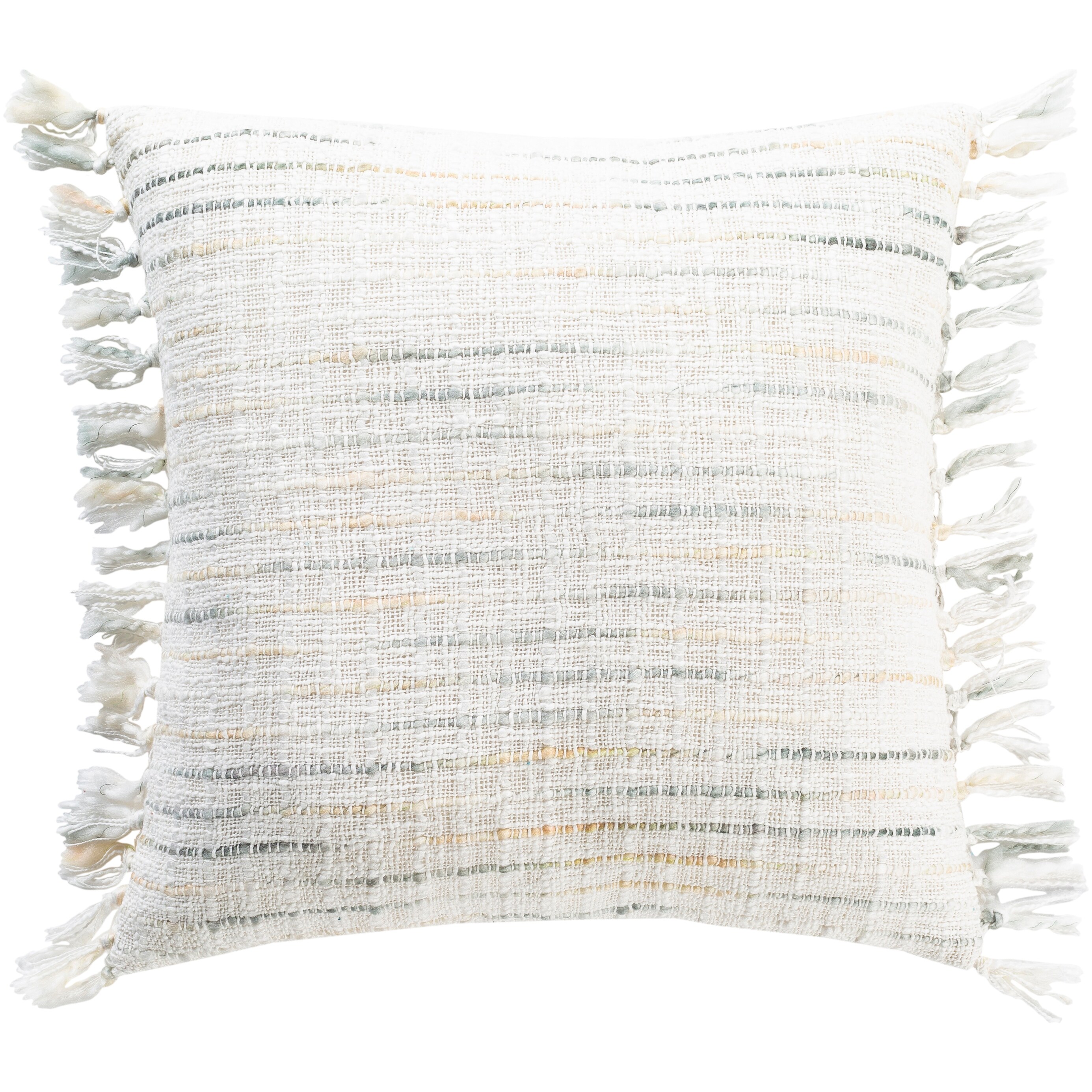 White fringe top throw pillow