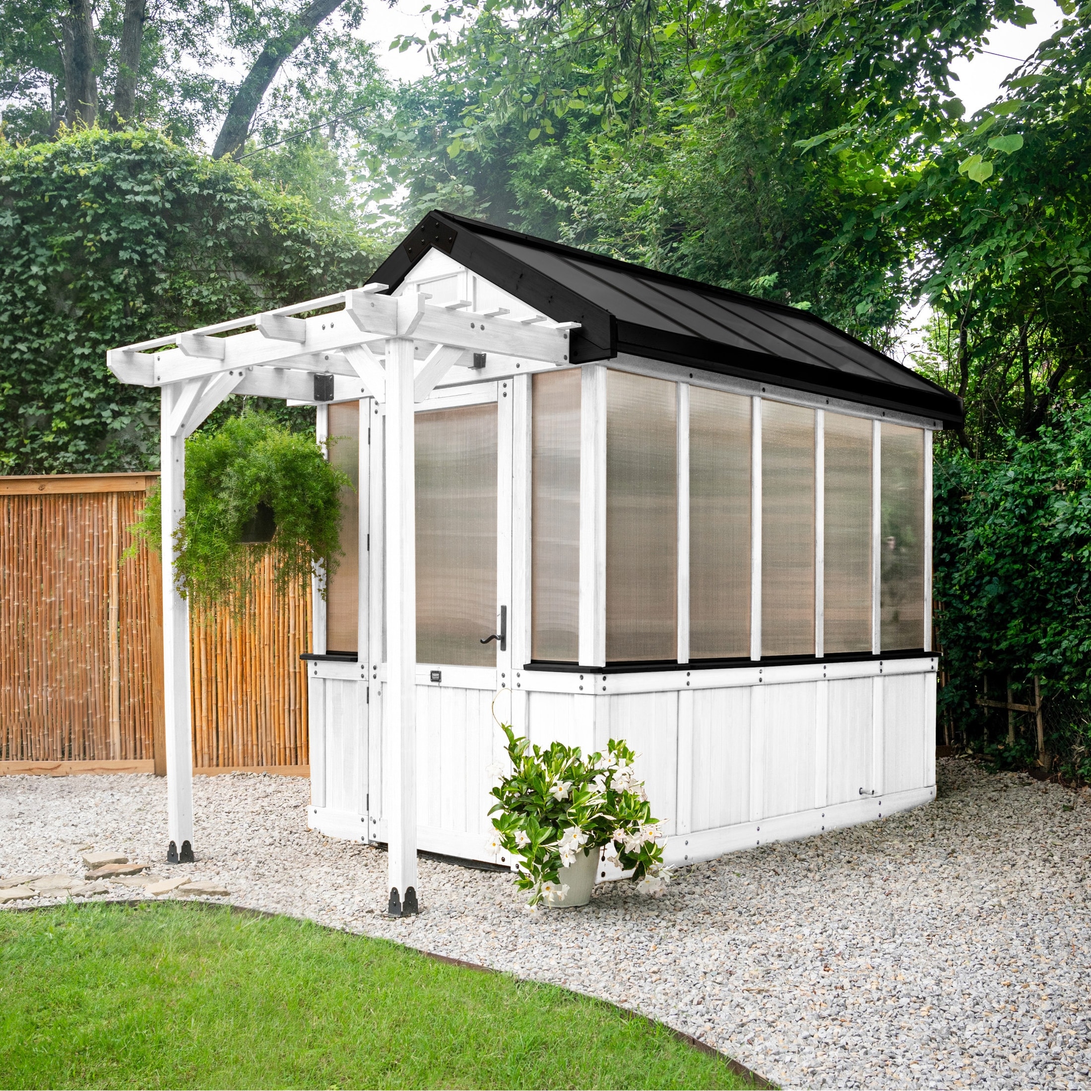 Backyard Discovery Bellerose 9x6' White Cedar Wood Greenhouse