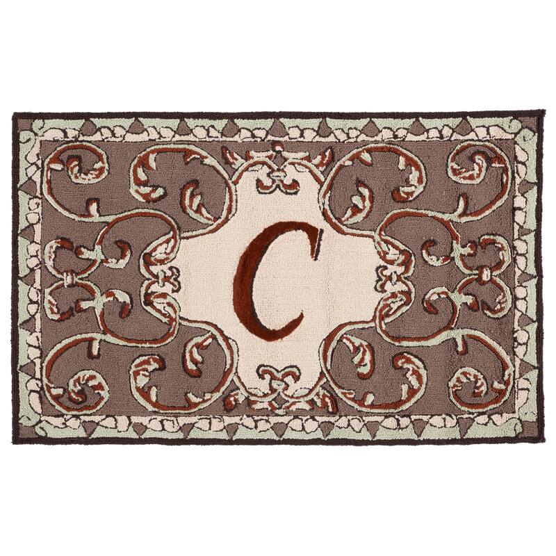 SAFAVIEH Hand-hooked Monogram Athina J Mocha Rug