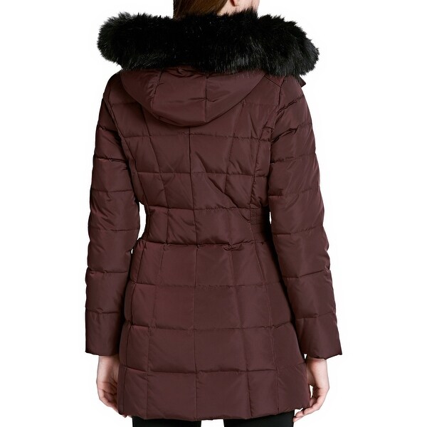 calvin klein faux fur trimmed puffer coat