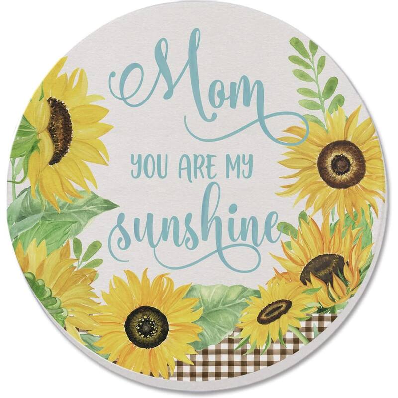 CounterArt Mom Sunshine Absorbent Stone Tumbled Tile Coaster Set of 4 Made in The USA Protective Cork Backing - Multi