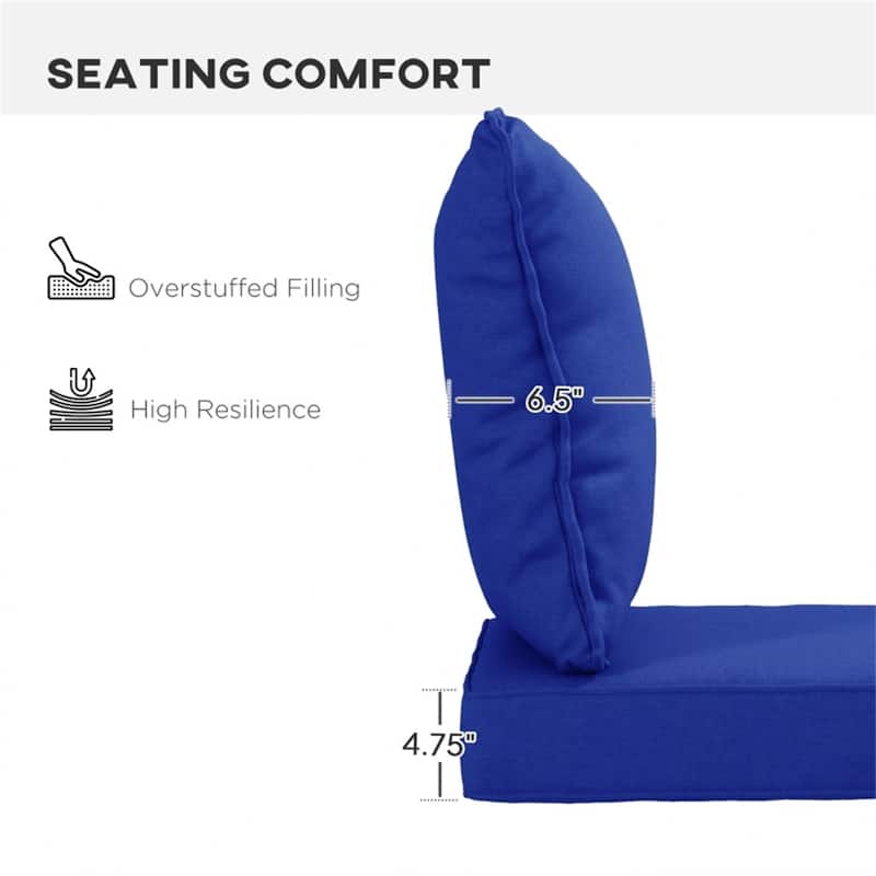Navy Blue Yarn-Dyed Fabric Sofa Cushions with Soft Resilient Filling Set of 2 - Back Cushion: 25" L x 22.4" W x 6.5" H