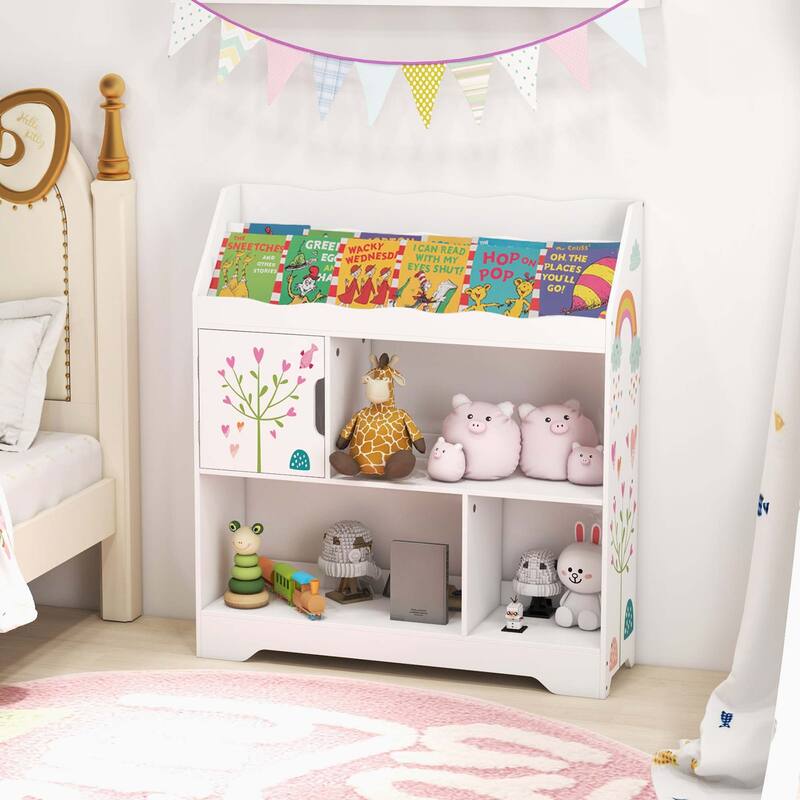 Costway Toy Storage Organizer 3-In-1 Kids Toy Shelf with Book Shelf, - See Details