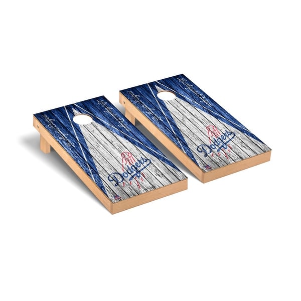 slide 2 of 5, Los Angeles Dodgers MLB Triangle Cornhole Board Set Include Carrying Case