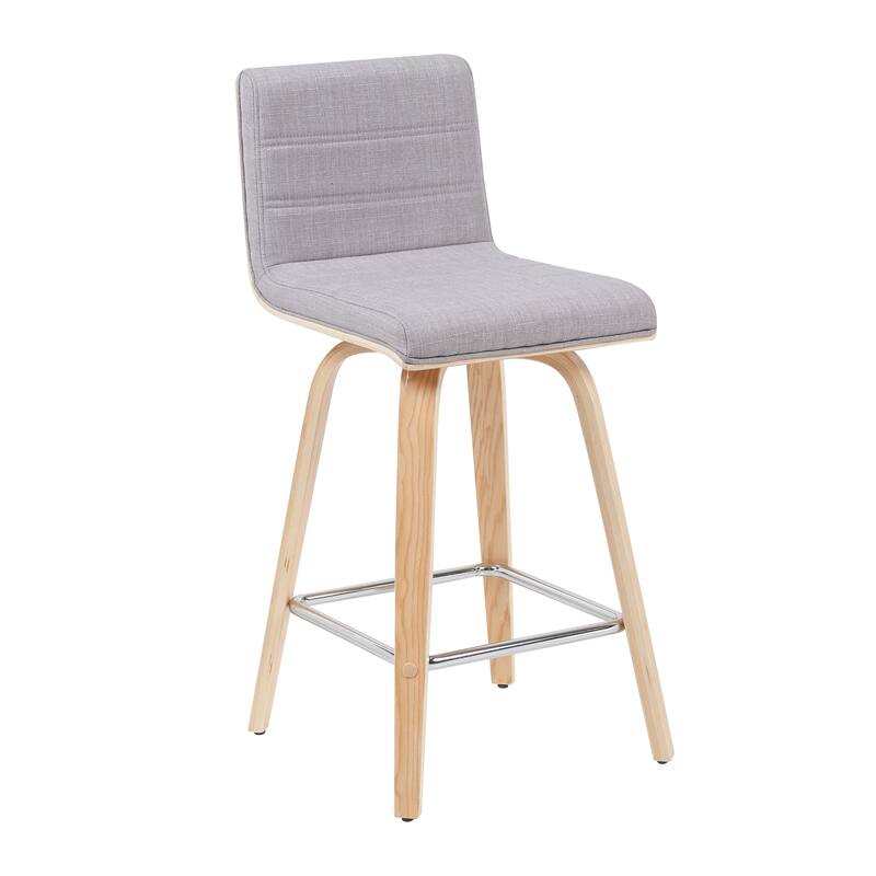 Skara Mid-Century Swivel Counter Stool, Upholstered Counter Height Chair with Bentwood Legs