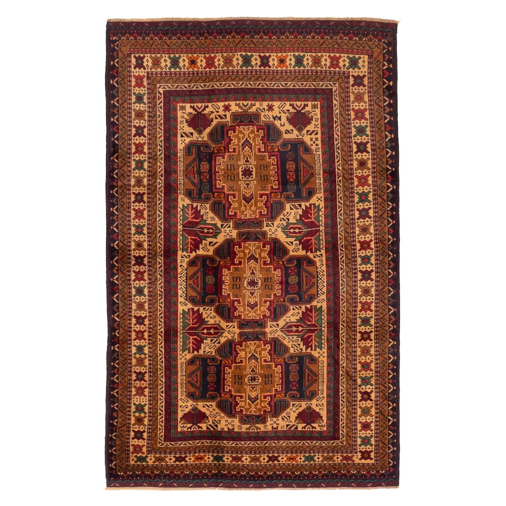 ECARPETGALLERY Hand-knotted Teimani Beige Wool Rug - 3'10 x 6'3