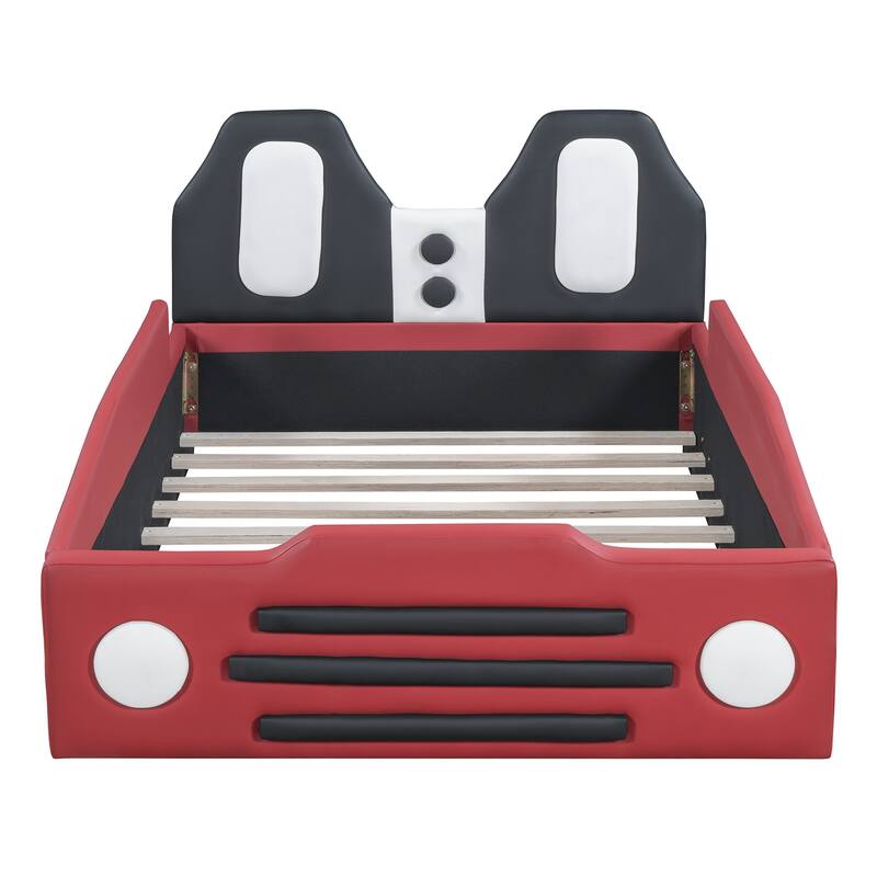 Twin Size Race Car-Shaped Platform Bed with Wheels