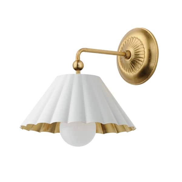 slide 2 of 10, Maxim 18051 Primrose 11" Tall Wall Sconce Matte White / Gold Leaf