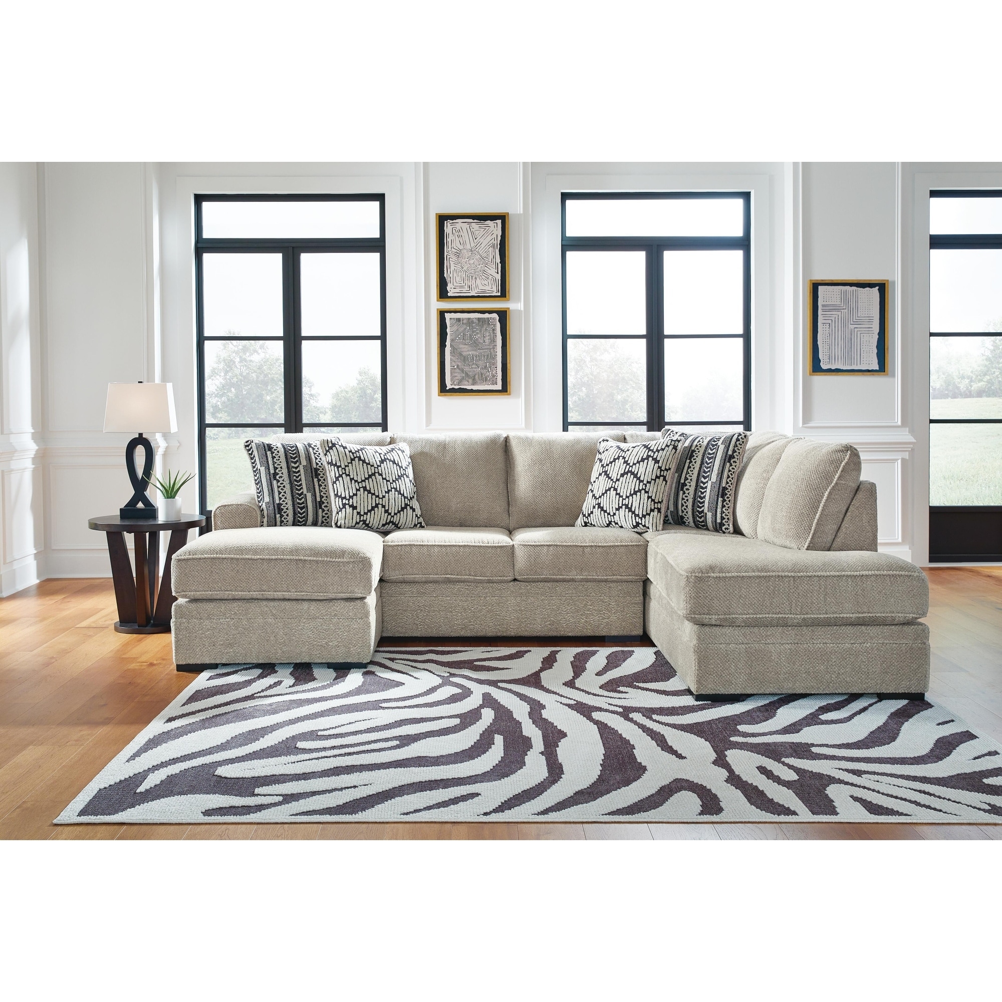Signature Design by Ashley Calnita Beige 2-Piece Sectional with Chaise - 125" W x 88" D x 41" H