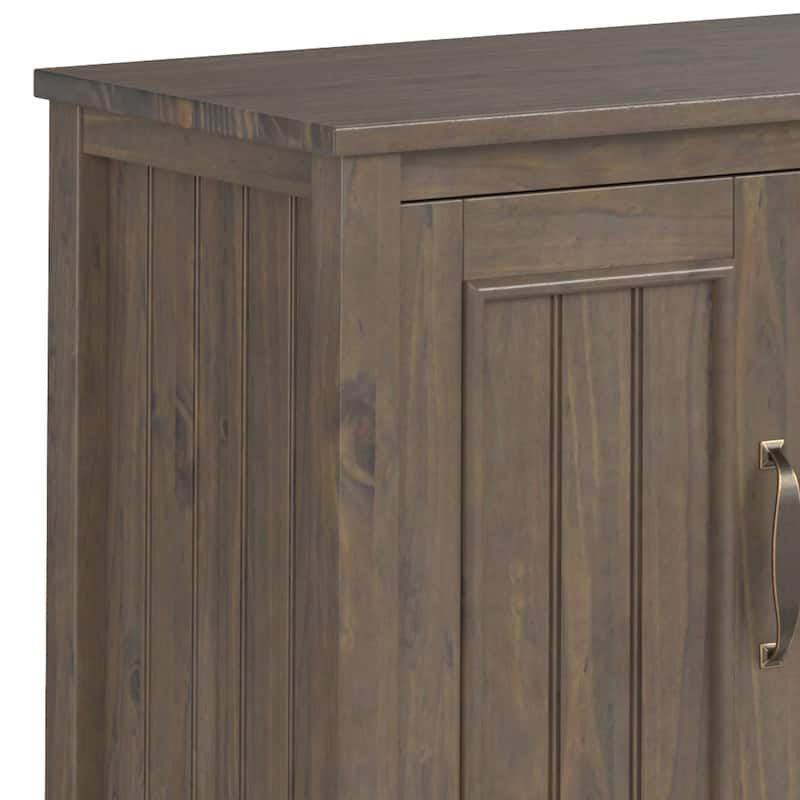 WYNDENHALL Rowan SOLID WOOD 72 inch Wide Contemporary TV Media Stand in Smoky Brown For TVs up to 80 inches