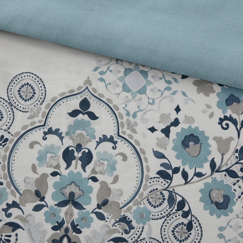 Madison Park Joyce 3 Piece Floral Printed Cotton Duvet Cover Set