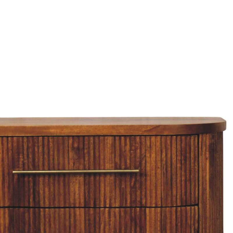 Artisan Furniture Solid Wood Emerson Ribbed 3-Drawer Chest, Brown - N/A