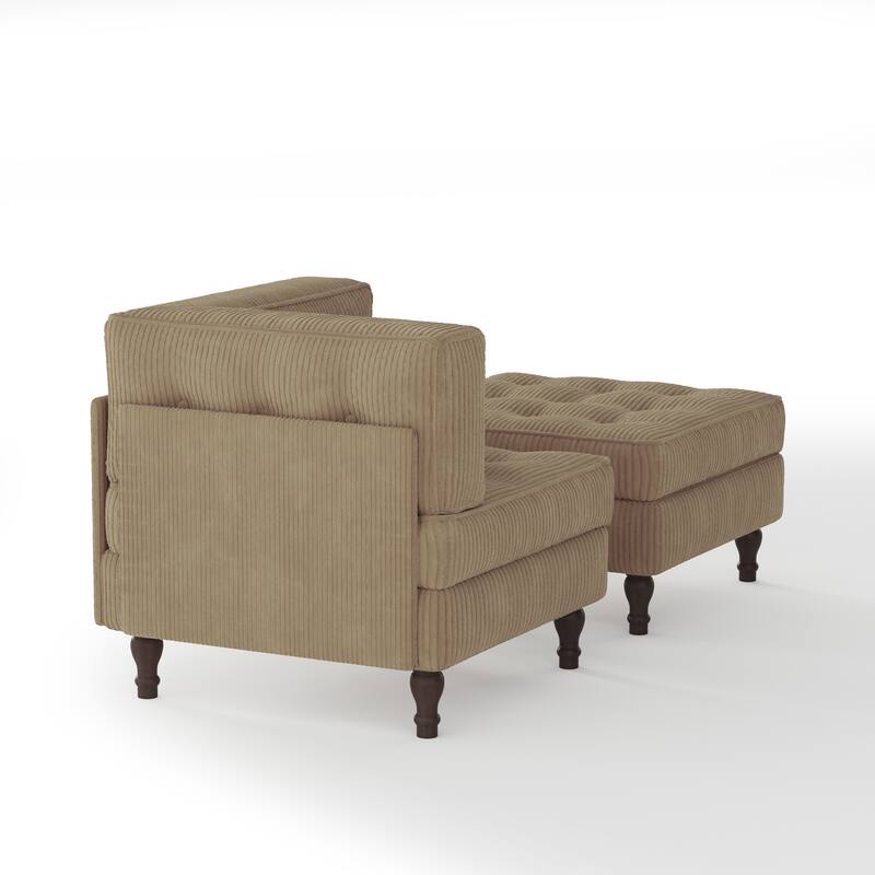 Corduroy L-shape Modular Corner Sectional Sofa with Reversible Storage Ottoman