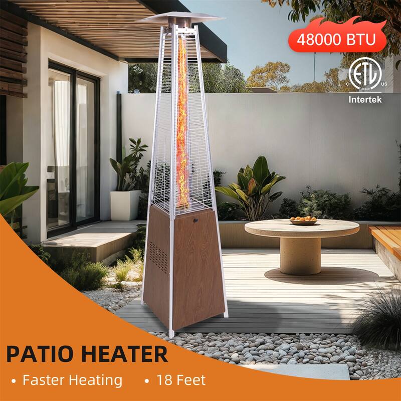 Patio Heater 48,000 BTU Outdoor Heaters with Detachable Wheels, Protective Cover