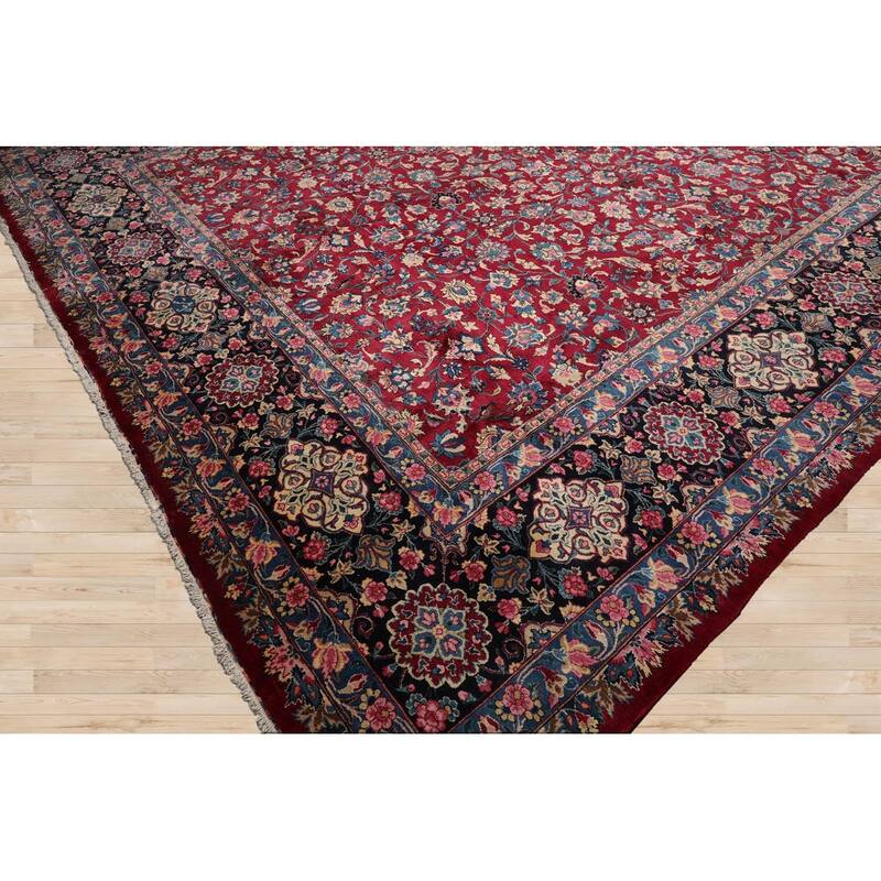 Hand Knotted Burgundy Persian Wool Traditional Oriental Area Rug - 13' x 18' 8''