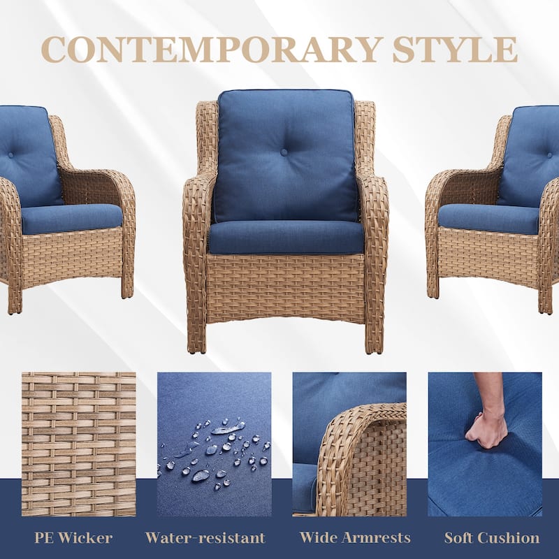 Pocassy 4-Piece Outdoor Sofa Patio Chair with Coffee Table