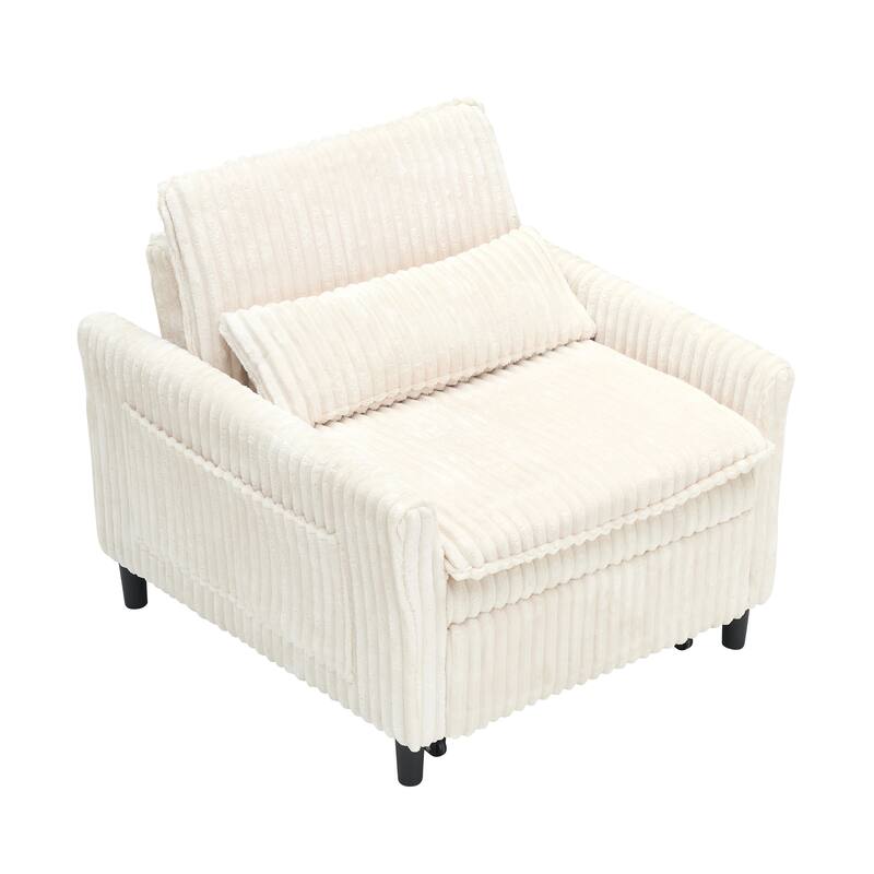 Corduroy Accent Chair Convertible Chaise Lounge, Single Sofa Chair Lounge Chair Pull-out Sleeper Sofa Bed