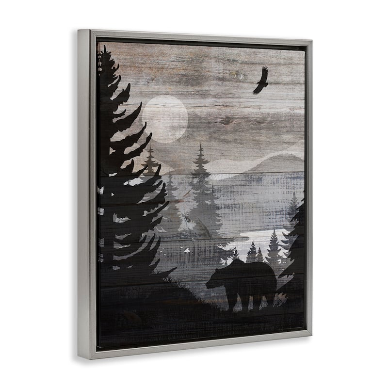 Stupell Rustic Woodland Evening Framed Floater Canvas Wall Art Design By Susan Arnot