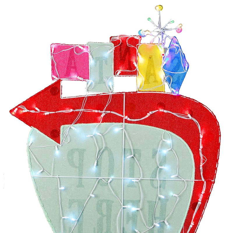 National Tree Company 50 in. Pre-Lit Vintage Vegas Santa Sign - Red - 50 in