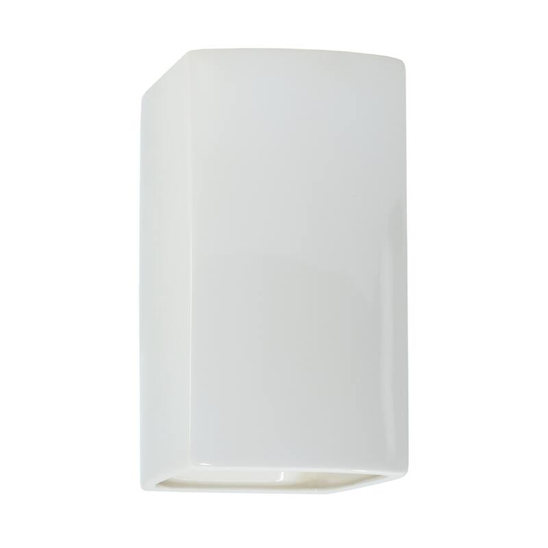 Justice Design Ambiance - Small Rectangle Wall Sconce - Open Top & Bottom - Replaceable Bulb - Gloss White