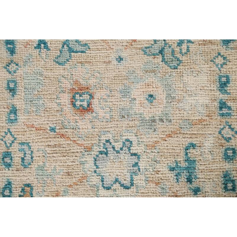 Hand Knotted Oriental 100% Wool Carpet Transitional Floral Beige & Ivories Oushak Area Rug - 2' 11'' X 2' 0''