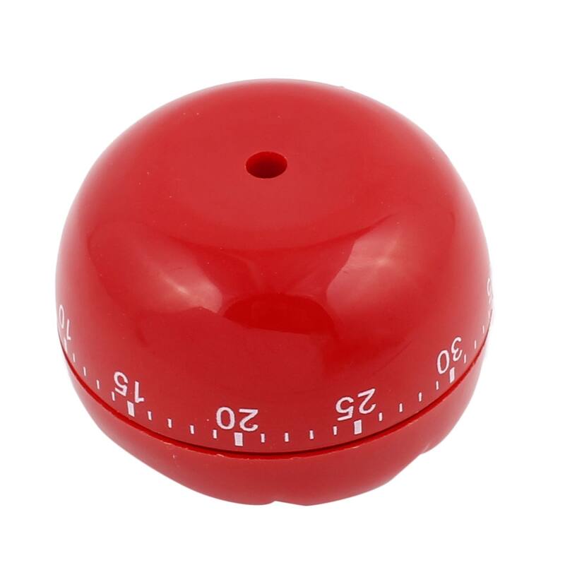 2.5x2.5x1.7-Inch 60 Minutes Mechanical Kitchen Tomato Timers Durable Plastic - Red - Red