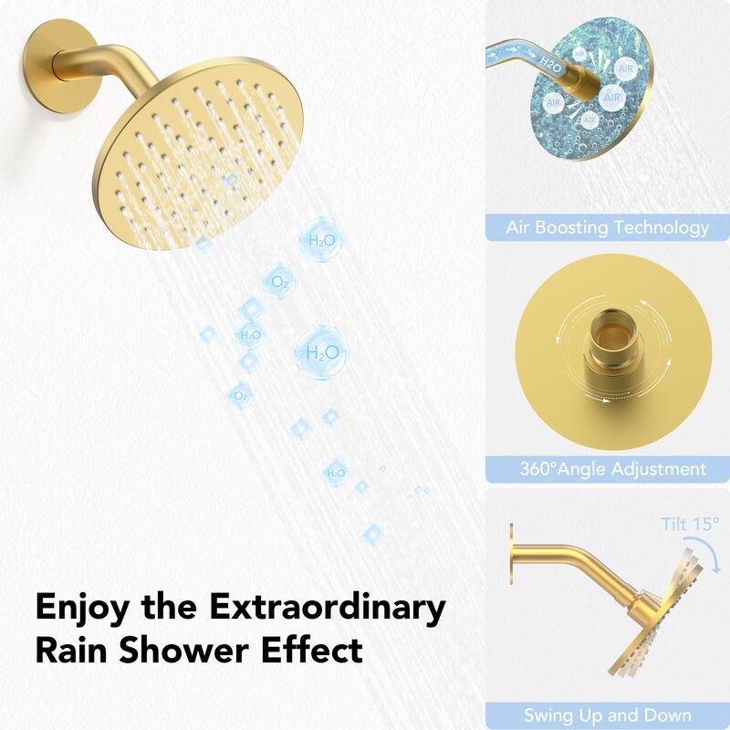 Thermostatic Shower System 12" Dual Heads Shower Faucet with High Pressure Handheld Spray