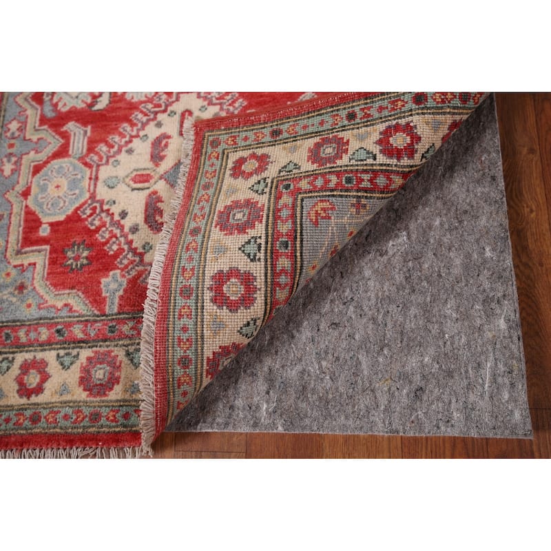 Geometric Red Kazak Accent Rug Hand-Knotted Foyer Wool Carpet - 2'10" x 4'3"