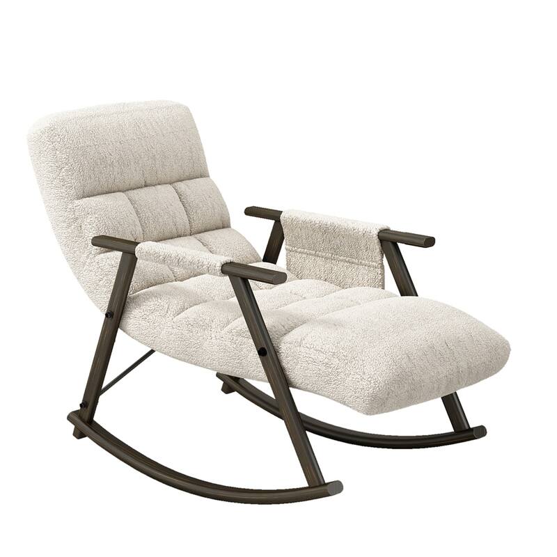 Folding Rocking Upholstered Chair with Adjustable Back and Footrest