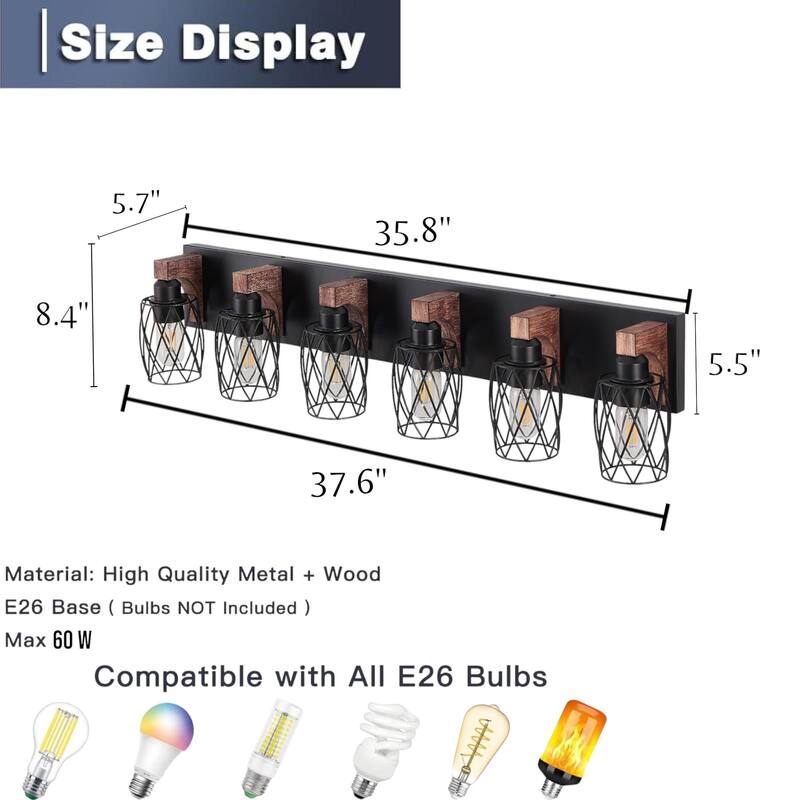 KISRAIS Farmhouse Bathroom Vanity Light with 3/4/5/6/7 Lights for Bathroom, Hallway (Bulb Not Included)