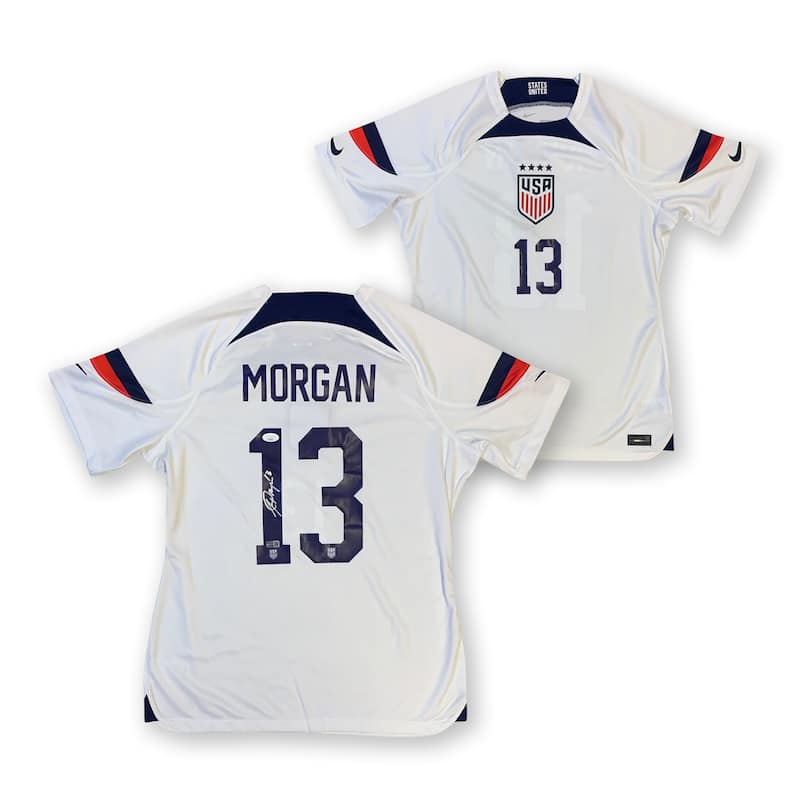 Alex Morgan Autographed USA Womens National Team USWNT World Cup Signed Nike Soccer Jersey JSA COA White - 8'6" x 11'6"