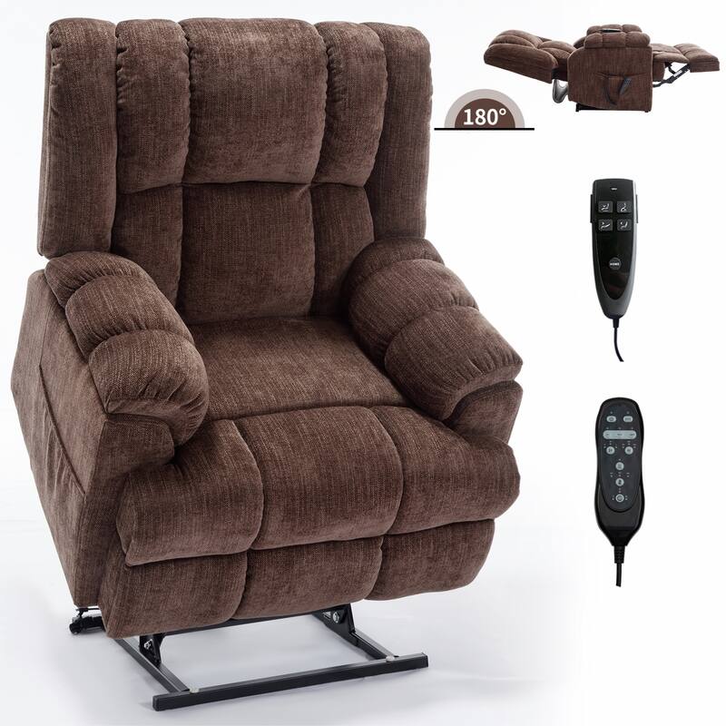 Dual Motor Heat Massage Infinite Position Electric Power Lift Recliners with Power-Remote, Medium-firm and Heavy Duty