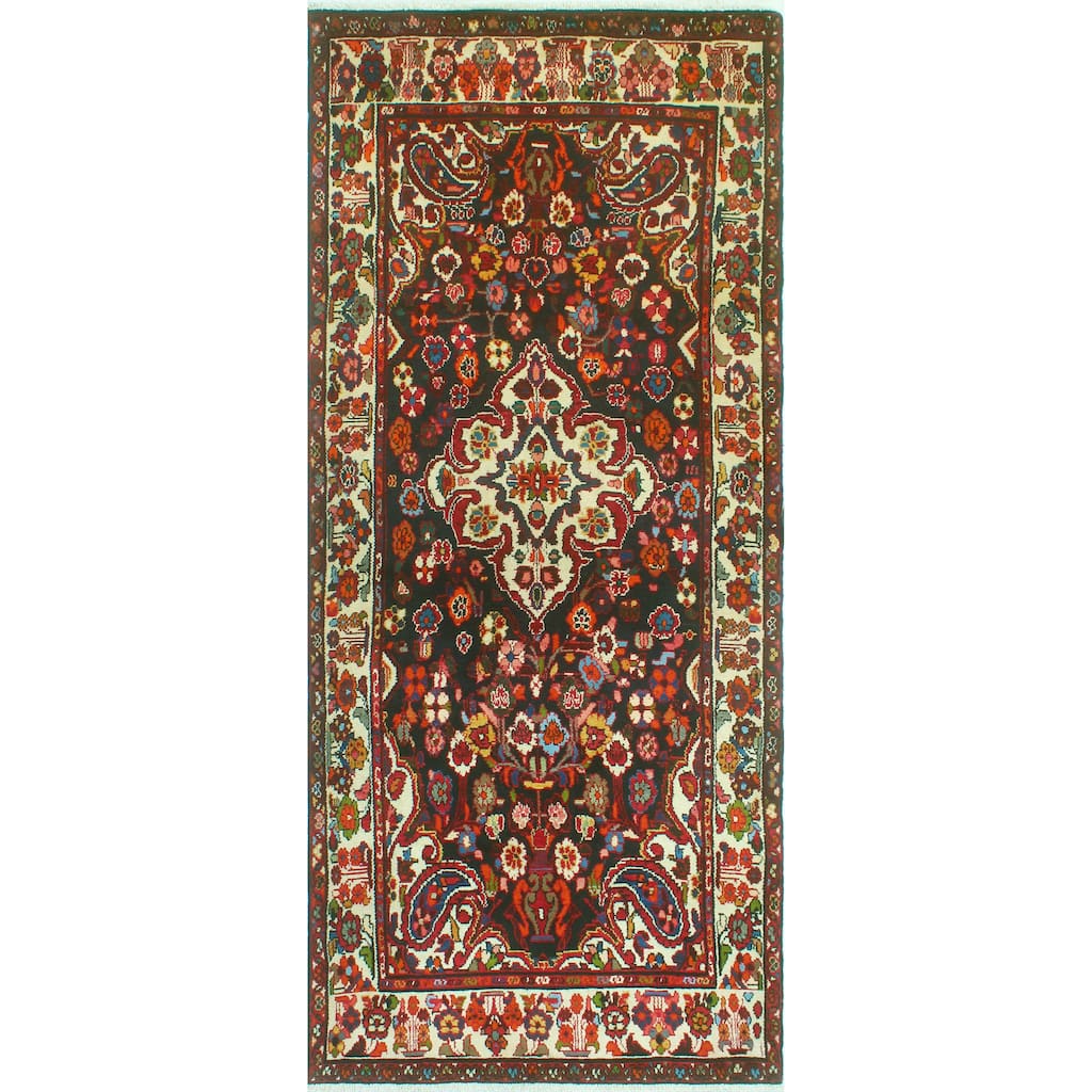 Fine Vintage Distressed Annika Charcoal/Ivory Runner - 4'2" x 9'10"