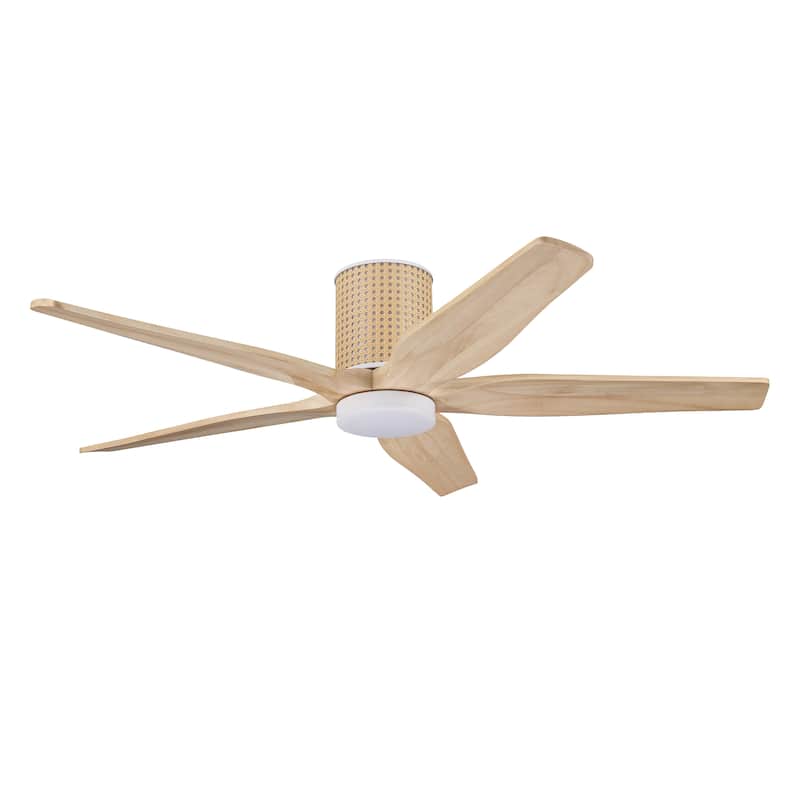 54 Inch. 5 Blades Dc Motor Indoor Flush Mount Ceiling Fan With light kit and Remote - 54"